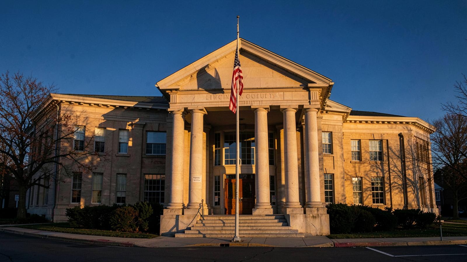 Wisconsin county courthouse at golden hour